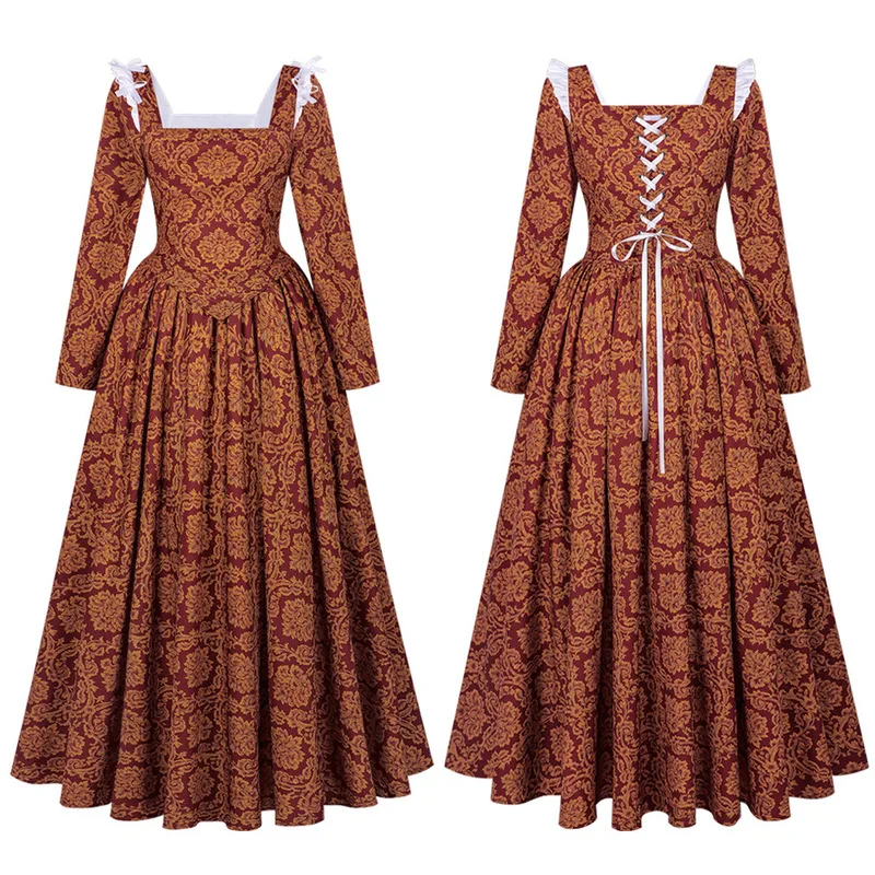 In-stock Italian Renaissance Women's Borgia Renaissance Queen Dress Medieval Long Gown