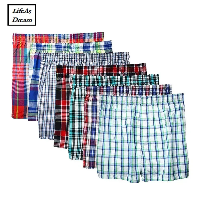 15 Stück Herren-Slips, Boxershorts aus 100 % Baumwolle, weiche karierte Boxershorts, bequeme und atmungsaktive sexy Herren-Boxershorts