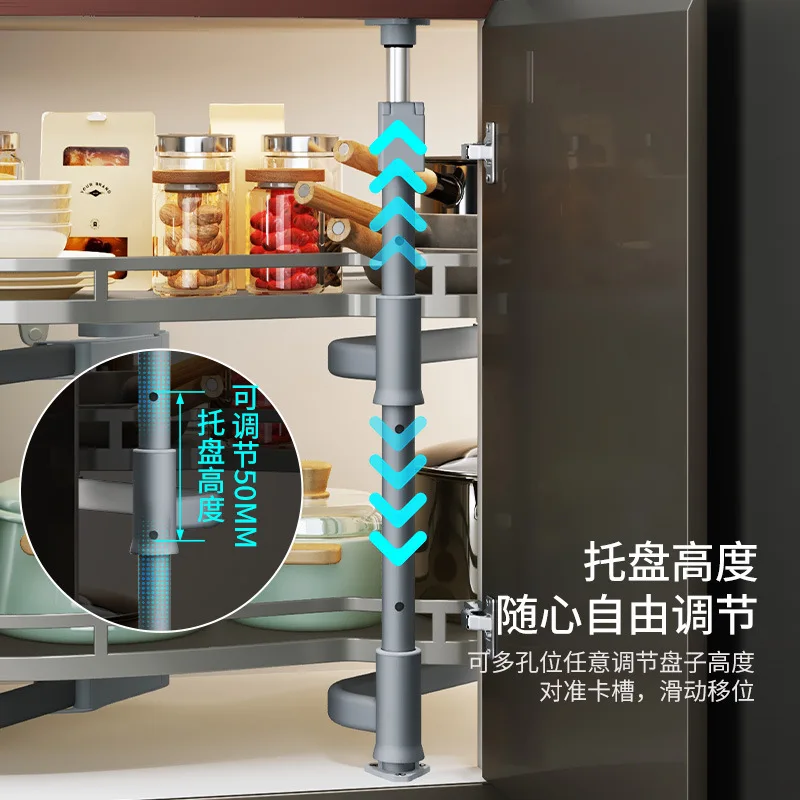 Corner basket, kitchen cabinet rotating built-in corner basket