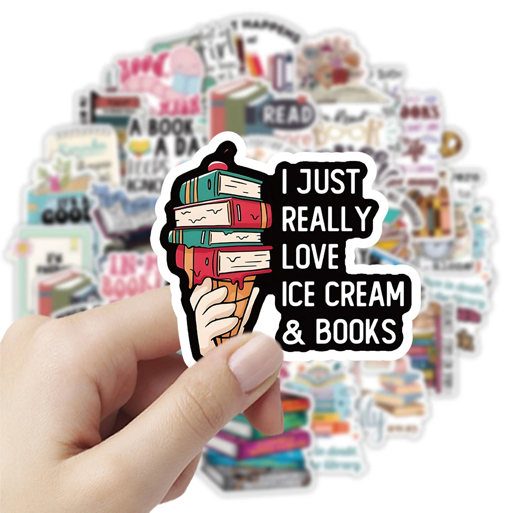 10/30/50pcs Cartoon Book Worm Book Reading Stickers for Laptop Notebook Diary Skateboard Cute Graffiti Decals Sticker Toys Gifts