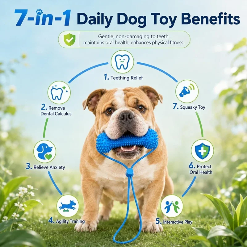 Langlebiges Kauspielzeug aus Gummi in Knochenform für Hunde, Zahnreinigungsspielzeug für die Backenzähne, Hilfsmittel zur Mundpflege und zum Zähneputzen für kleine, mittelgroße und große Hunde. – Detail 5