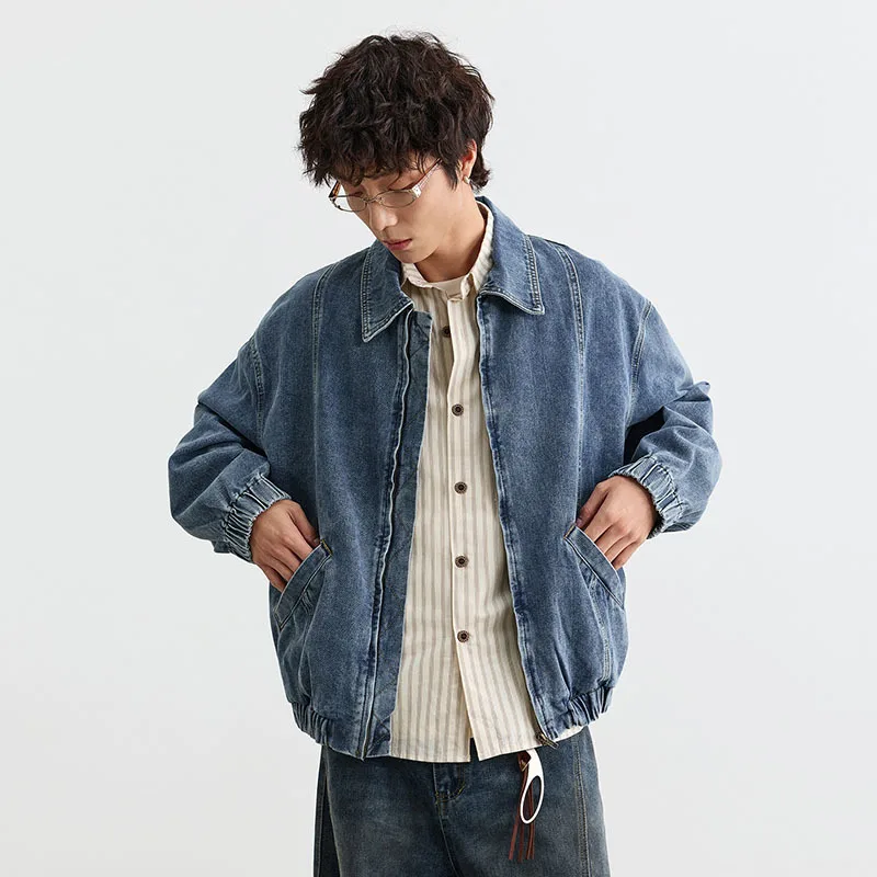 WTHT Fashion Men‘s Spliced Deconstruct Do Old Denim Coats Vintage Long Sleeves Turn Down Collar Jackets Male 2025 Autumn 2A2332