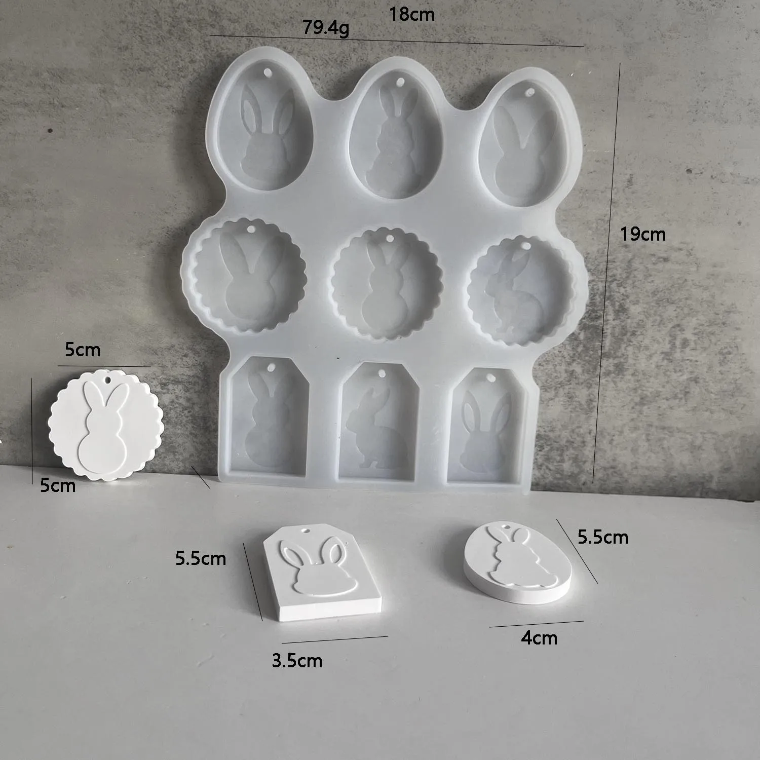 أرنب بالتنقيط قالب البيض قلادة قالب من السيليكون أرنب عيد الفصح قلادة المفاتيح الجص قالب عيد الفصح هدايا يدوية للأطفال #6