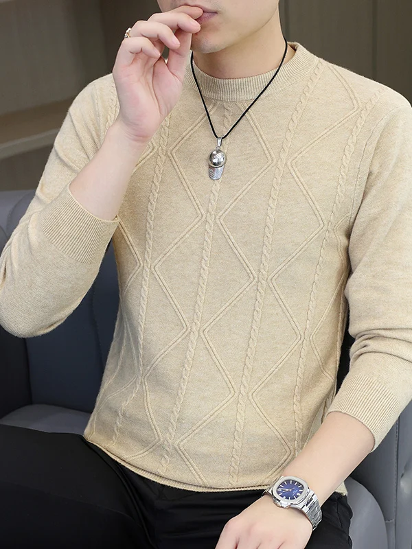 

Early Autumn Men's Long Sve Knitted Sweater Pure Color Trendy Youth Faionable Casual Wear Daily Comfortable Fit T-irt