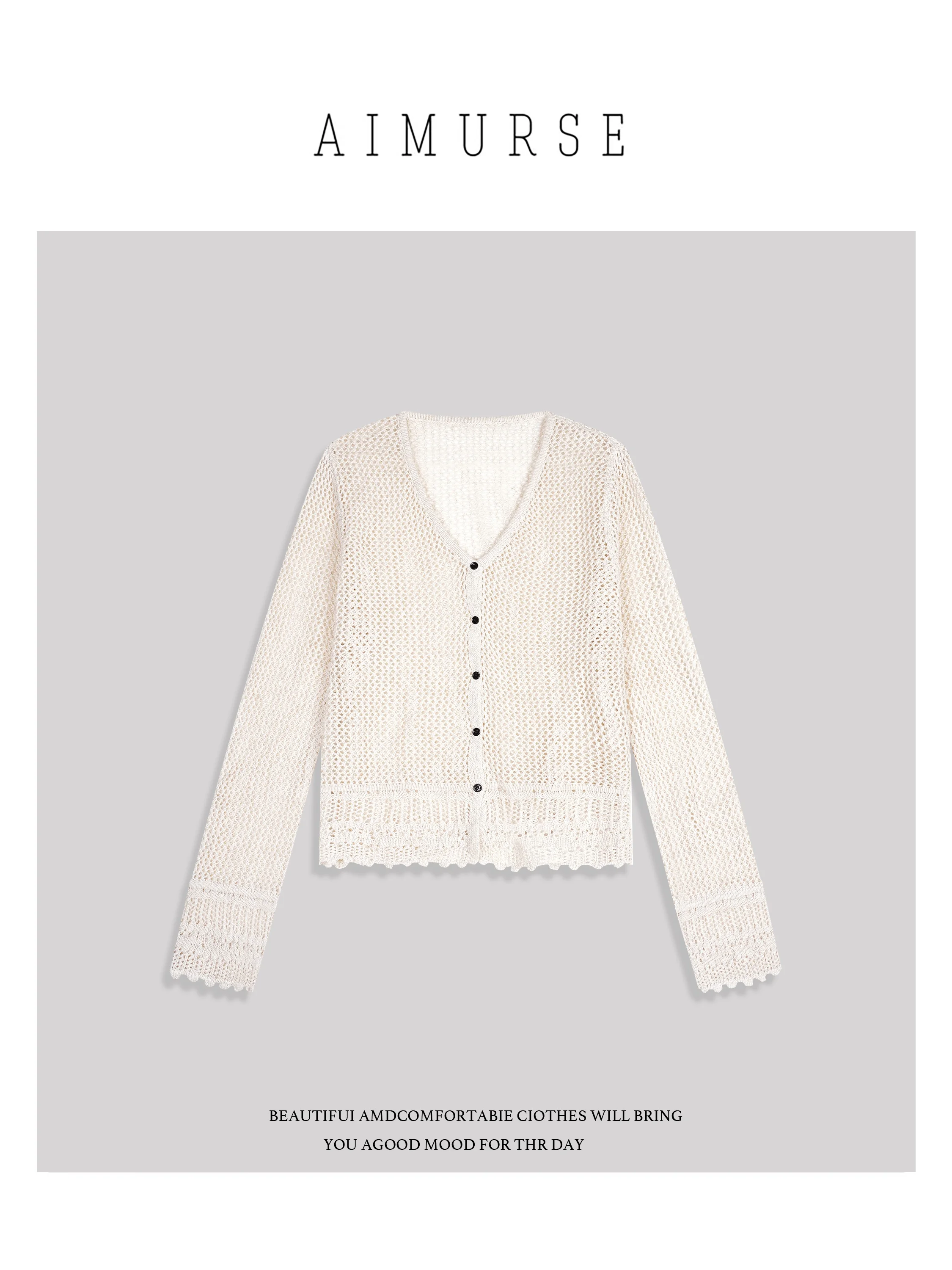 

AIMURSE Outdoor Casual Fashionable Hollow out Slim Fit Leisure Sweater AM30331 Women's Regular Fit Soft Medium Thickness