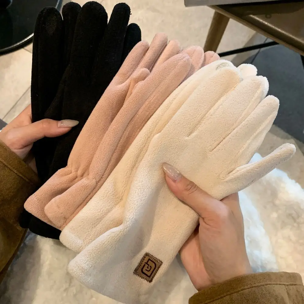 Durable Polyester Lining Touch Screen Gloves Cuff Warm Insulation Fleece Lined Gloves One Size Full Finger Gloves For Driving