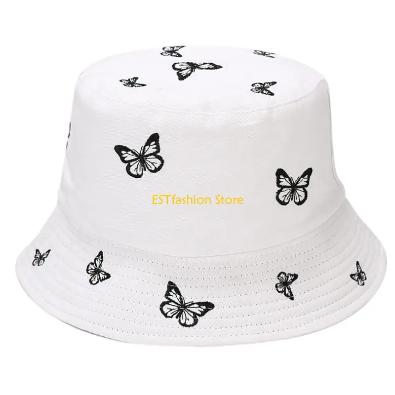 

Y5GC Шляпа с узором бантов Модная уличная шляпа Двусторонняя шляпа с вышивкой Дорожная шляпа