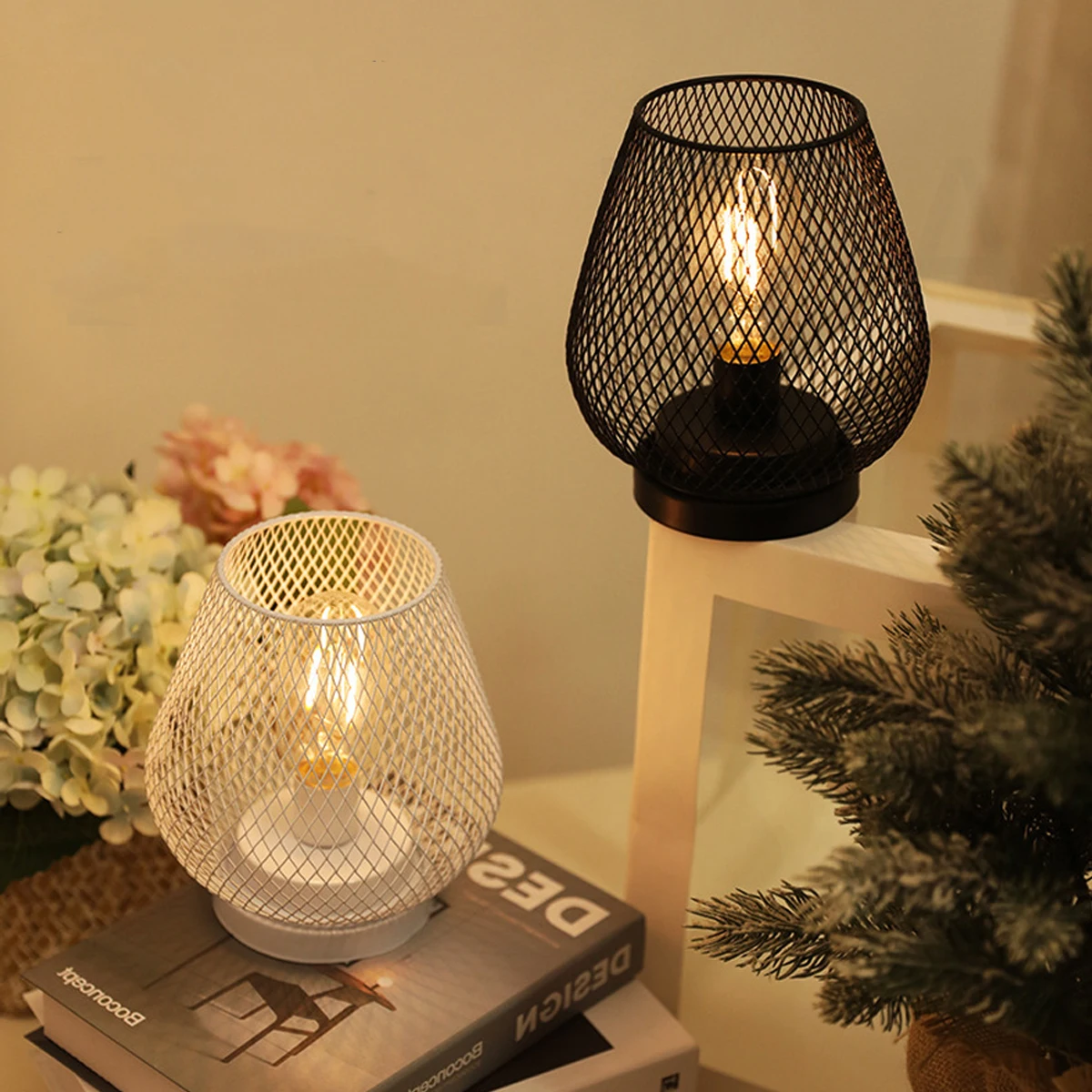 2025 Best-Selling Nordic Industrial Style Birdcage Decorative Table Lamp, Unique Wrought Iron Metal Mesh LED Night Light