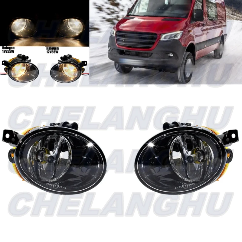 For Benz Sprinter W907 W910 2019 2020 2021 Pair Left+Right Front Bumper Fog Light Lamp With Halogen Bulbs 9109062500 9109062600