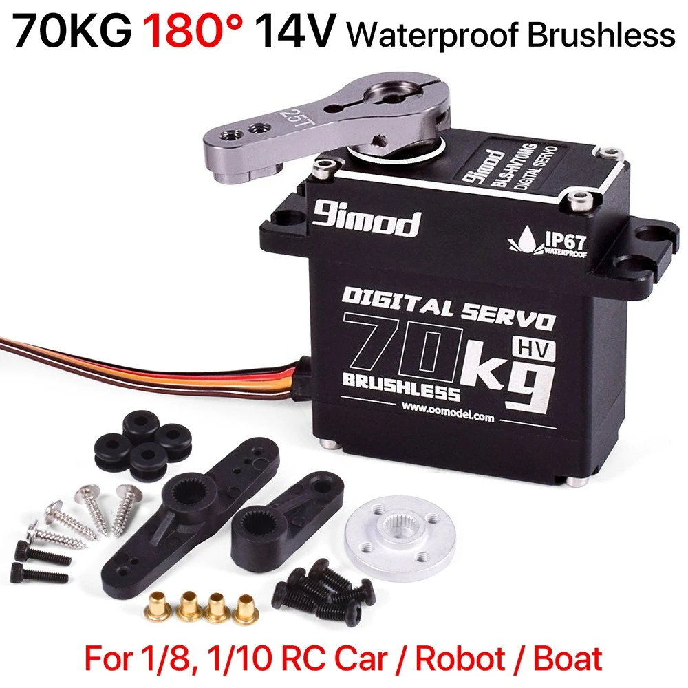 9imod 50/60/70KG 14V servomotor Digital sin escobillas totalmente metálico de alto voltaje impermeable IP67 para 1/8 1/10 RC coche Robot barco