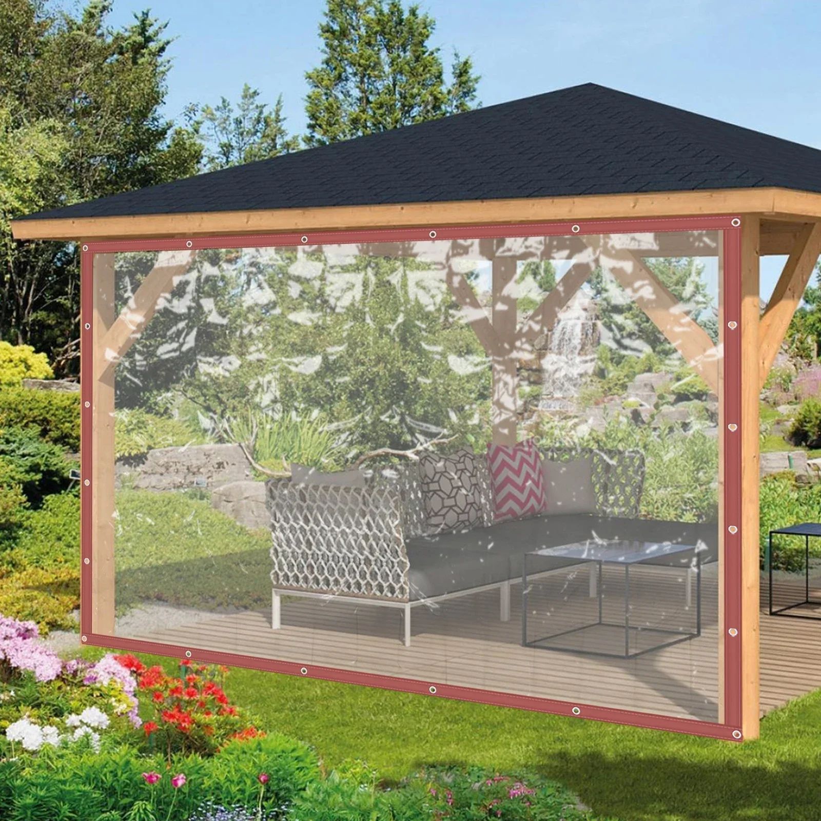 

Commercial Clear PVC Vinyl Roll Up Patio Awning Canopy Curtain Water Sun Proof Enclosure for Outdoor Patio with Roll Up Function