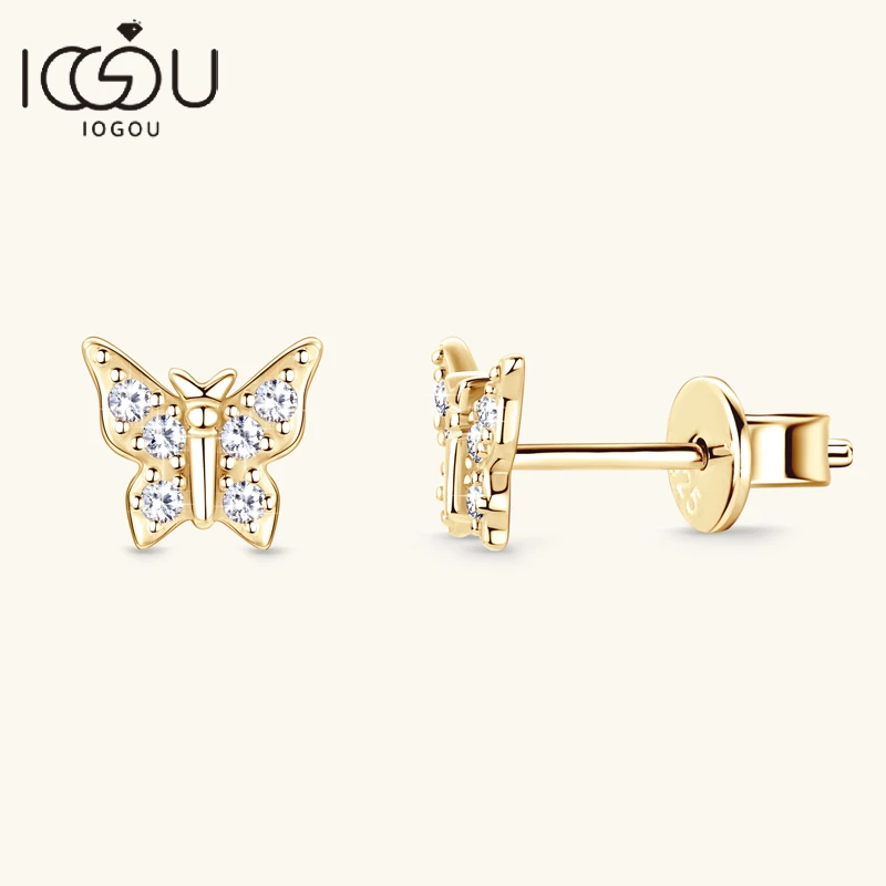 Full 0.5cttw Moissanite Diamond Stud Earrings for Girls 925 Silver Original Certified Jewelry Charm Christmas Butterfly Earrings