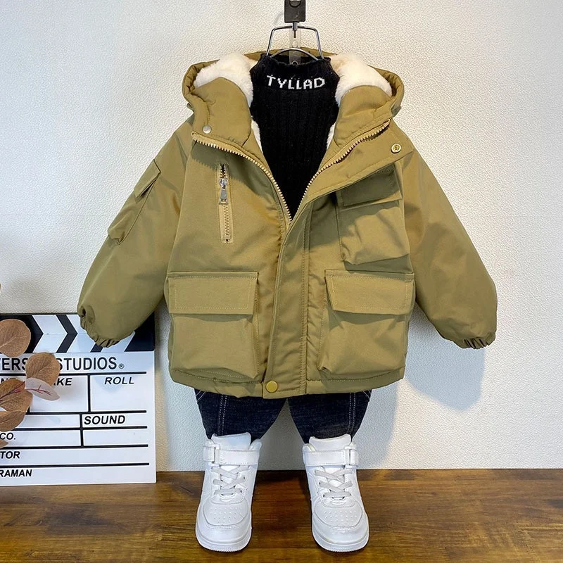 2023 inverno ragazzi giacca abbigliamento per bambini tenere in caldo cotone addensare cappotti bambini cerniera capispalla con cappuccio più