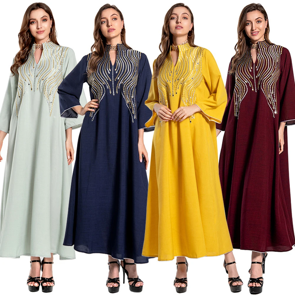 

S-XL Yellow Dress Turkish Plus Size Long Evening Party Dresses Ladies Elegant Ramadan Women Clothes Muslim Woman Outfit Malaysia