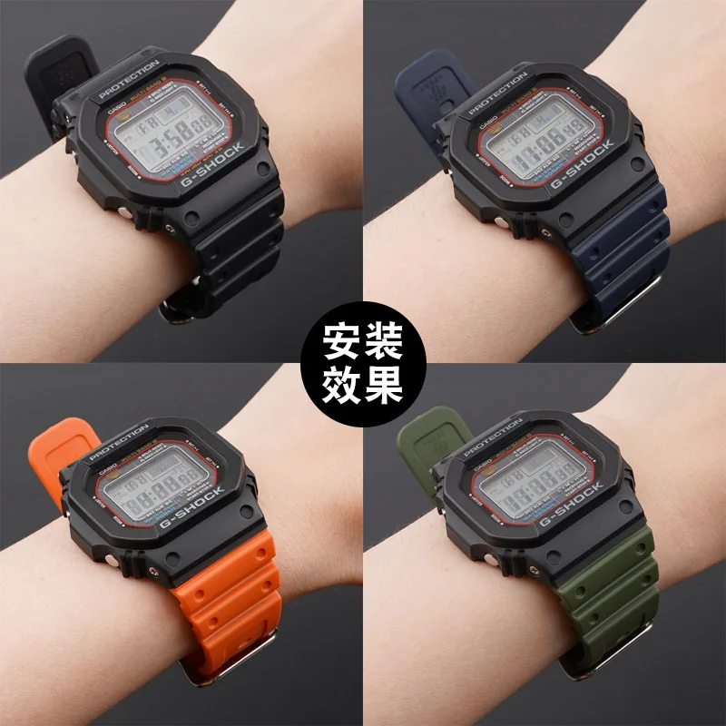 Watchband for Casio G-shock GW-M5610 DW-6900 GW-M5600 DW-5600 G5700 Rubber Strap covex interface 16mm Watch Strap Sport Bracele