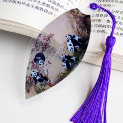 1Pcs Cute Panda Bookmarks Pretty Aesthetic Leaf Vein Bookmark Gift for Friends Students School Supplies