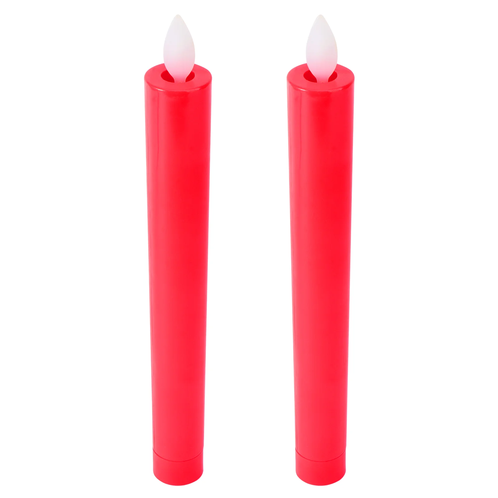 Red Flameless Candles Operated Holders Decorative LED Lights Candlestick Taper