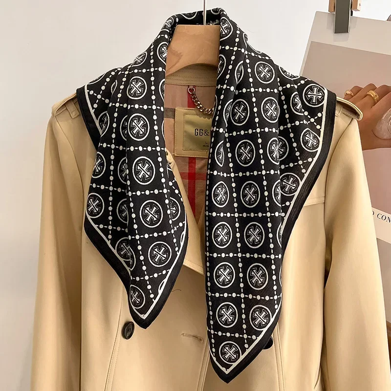 الفاخرة الهندسة طباعة المخملية ساحة الشعر وشاح للنساء لينة رئيس الحجاب مكتب رباطات للرقبة منديل الإناث عقال منديل #5