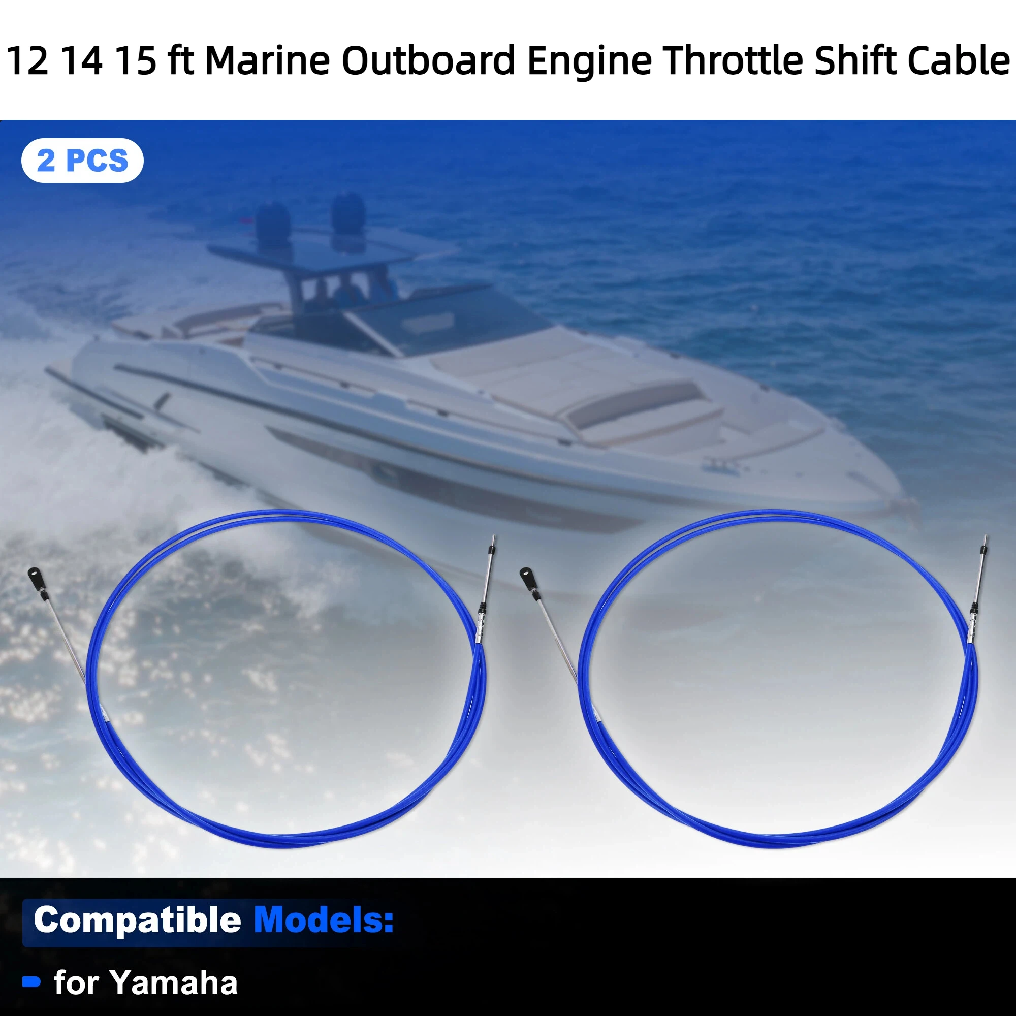 

UXCELL 2 Pcs 12 14 15 ft Boat Throttle Shift Control Cable Marine Outboard Remote Cable for Yamaha Replace Blue Red Black