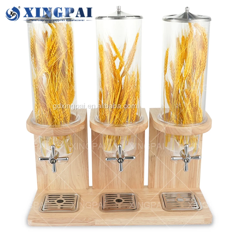 XINGPAI оптовая продажа с фабрики тройной головкой диспенсер для хлопьев современный высококачественный контейнер для дозатора зерна дуба