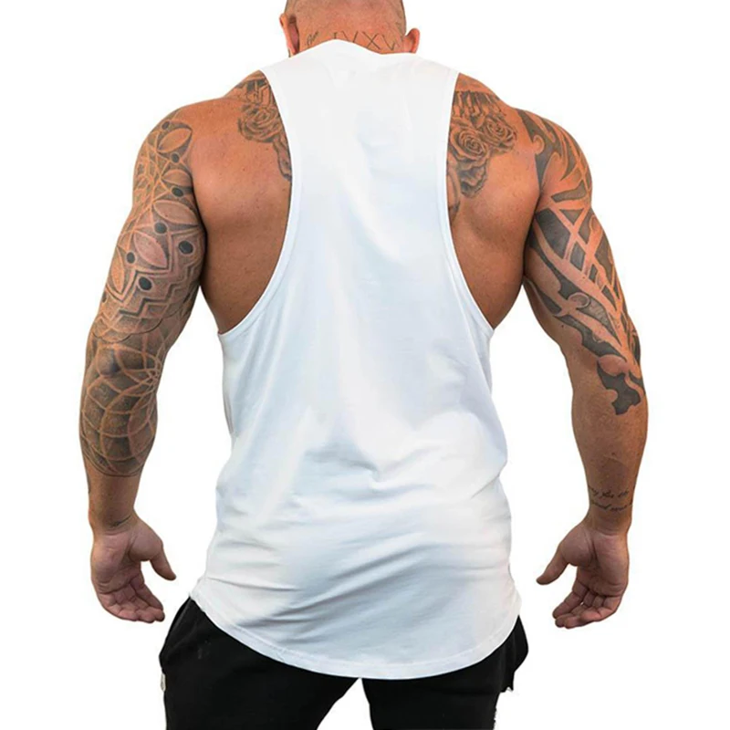 Mens Running Vest Cotton Summer Breathable Sweat Absorbent Loose Fit Gym Workout Stretching Fitness Weightlifting Training Shirt