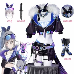 Silver Wolf คอสเพลย์ Honkai Star Rail คอสเพลย์ชุดวิกผมอะนิเมะเกมชุดเสื้อรองเท้า Fishnet แว่นตาฮาโลวีนเครื่องแต่งกาย Prop