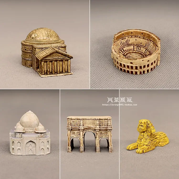 Castelo de roma medieval em miniatura, arquitetura antiga, pirâmide egípcia, pantheon, arena, arco de triunfo, decoração, estatueta, modelo de brinquedos