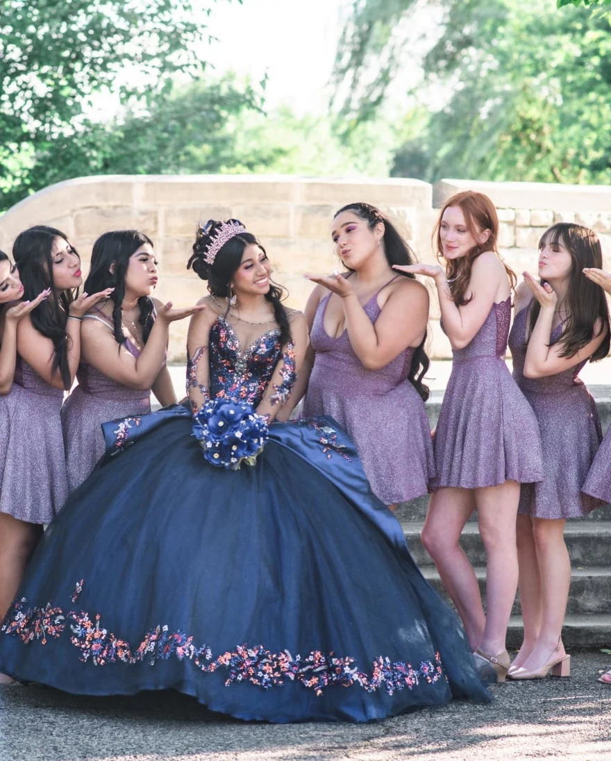 Lorencia-vestido De Baile De Princesa azul real para quinceañera, Vestidos bordados con cuentas De lentejuelas, Vestidos De fiesta para 15 y 16 años, YQD52