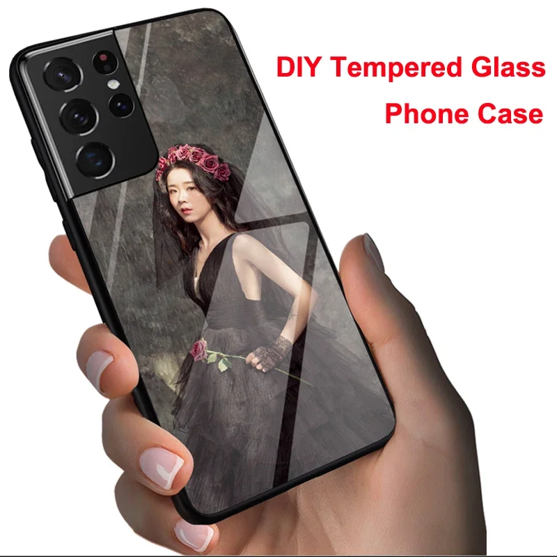 

for Samsung Galaxy S24 S23 S22 S21 S20 FE Ultra Note 20 10 Plus 5G A52S A53 A71 A73 Case Custom Photo DIY Tempered Glass Cover