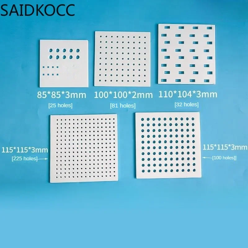 Customized porous alumina ceramic sheet 85 * 85/100/110 * 104mm ceramic plate with holes and high temperature resistance