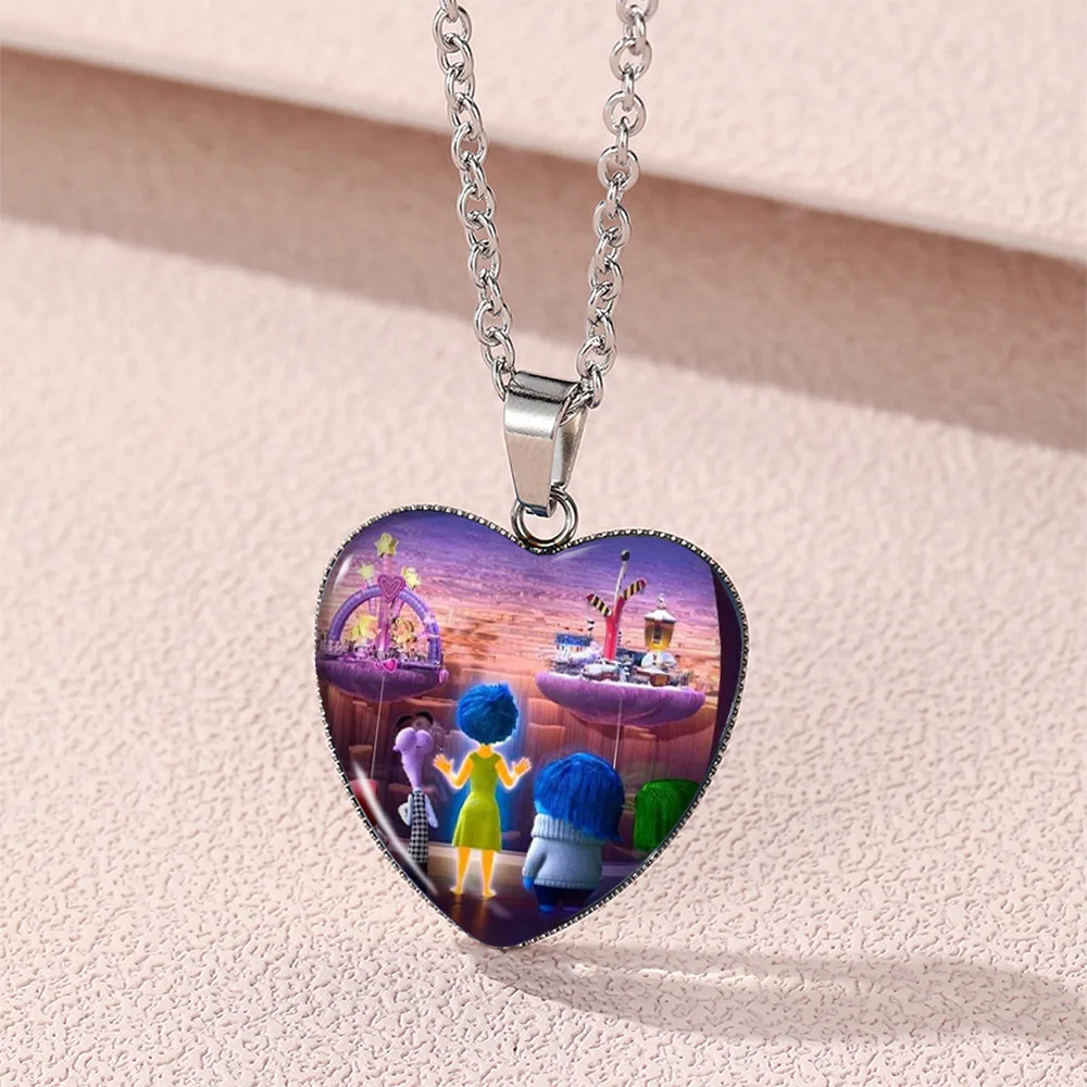 Disney Inside Out 2 Necklace Cartoon Character Anger Disgust Fear Anxiety Envy Joy Ennui Sadness Cute Accessories Gifts