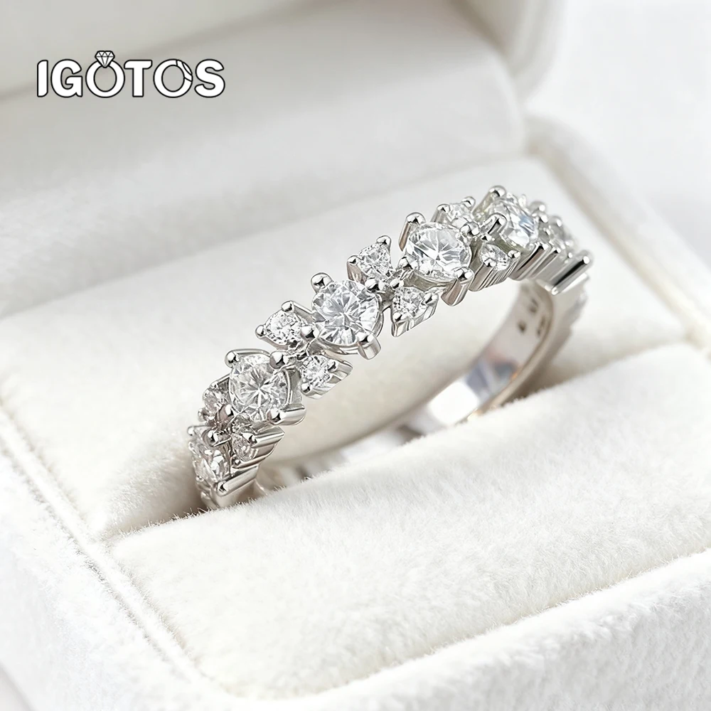 

1.56CT All Moissanite Rings for Women Luxury Sparkling Diamond Wedding Band 925 Sterling Silver Wedding Engagement Ring Jewelry