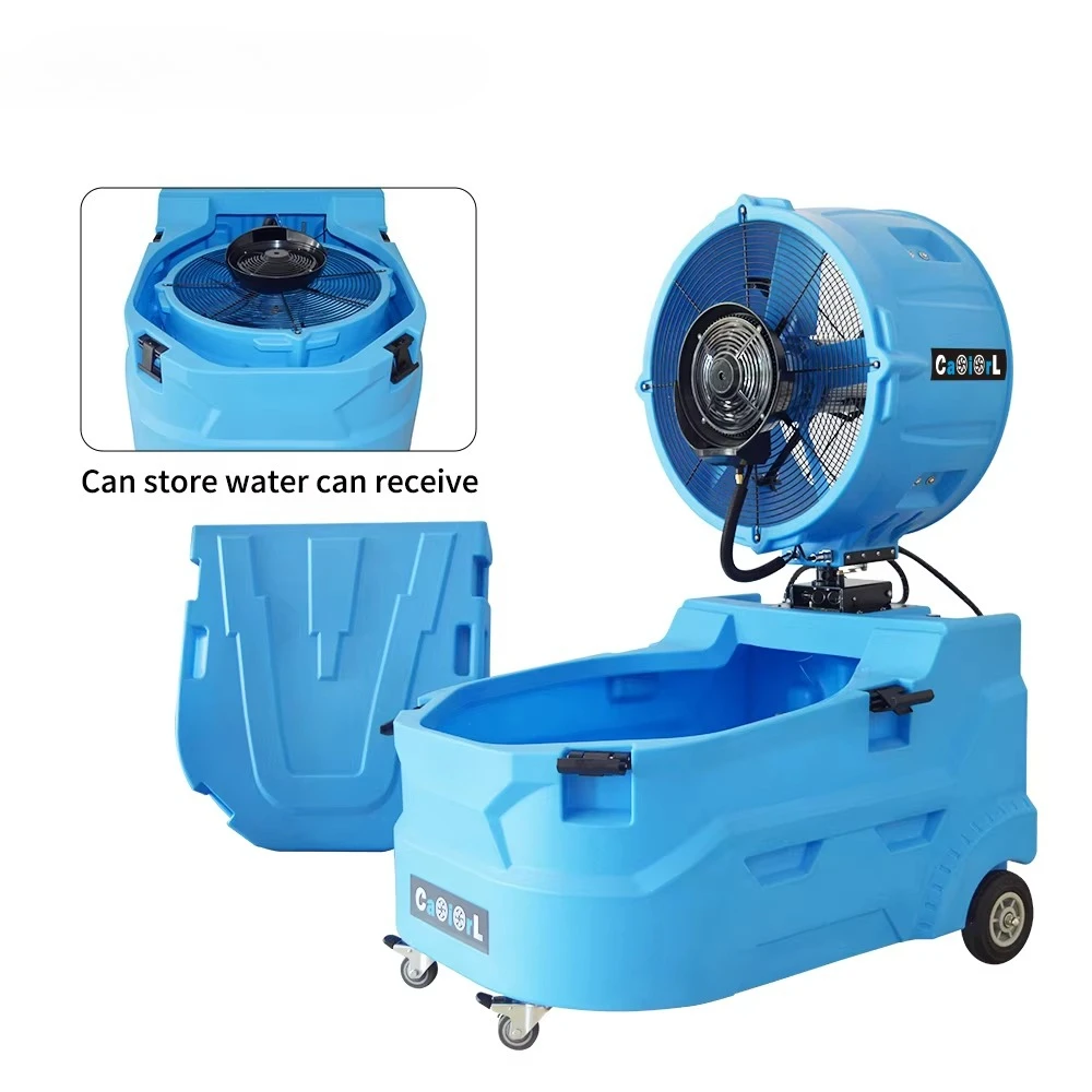 

2025 Movable Outdoor Industrial Water Wind Cool Mist Fans Portable Evaporative Cooler Spray Fan with Water for Cooling