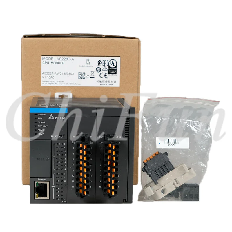 

Original Delta AS200 AS228T-A programmable controller 16DI 12DO NPN Built In USB Ethernet Port CANopen RS485x2 in box