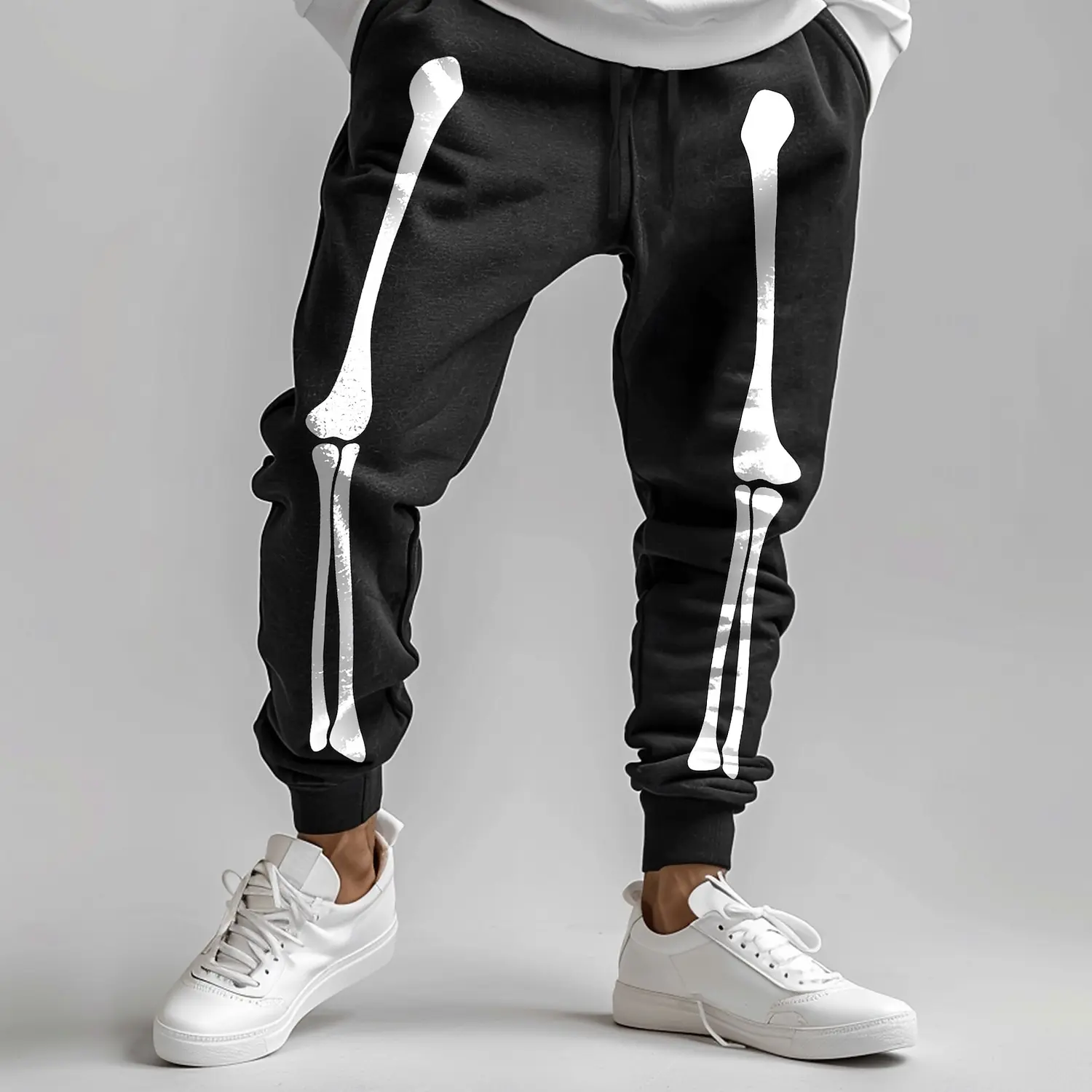2025 أزياء الهالوين الجماجم الرجال جيوب جانبية مطاطا الرباط Sweatpants ركض السراويل بناطيل كاجوال الشارع خريف شتاء