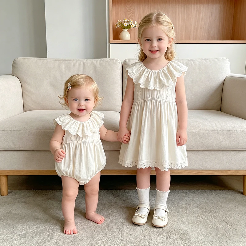 2026 Neue Sommerkollektion: Prinzessinnenkleid für Babys und Kleinkinder von 2-6 Jahren, Ärmelloses Besticktes Stramplerkleid für Mädchen von 0-24 Monaten