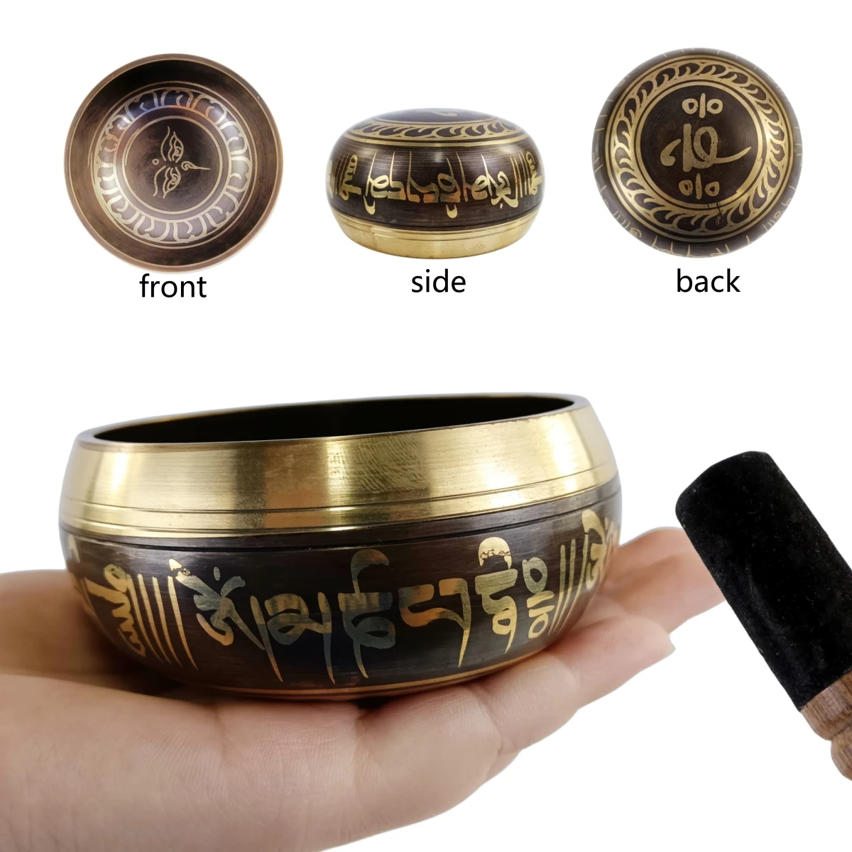 Miwayer Nepal Singing Bowl Set Black Divine Eye Meditation Bowl Unique Gift Helpful for Meditation Yoga Stress Relief Black