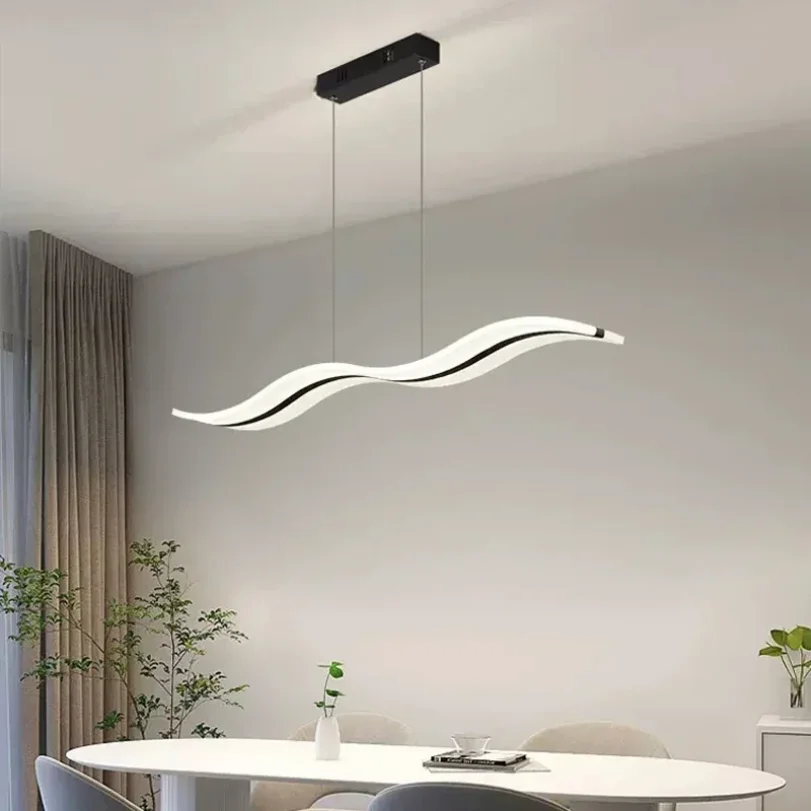 Imagem -02 - Modern Controle Remoto Led Pendant Light Pendurado Lâmpada Tiras Minimalistas Lustres de Teto Sala de Jantar Cozinha Ilha Decoração