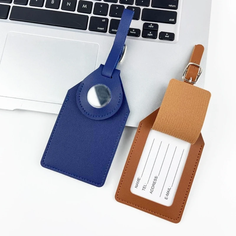 Suitcase Tags Luggage Tags Baggage PU Tags with Strap Name Address Card Baggage Identifier Protector Case for AirTags