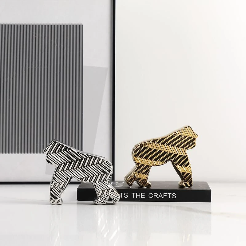 

Modern light luxury abstract corrugated orangutan ceramic small ornament, model room creative soft decoration