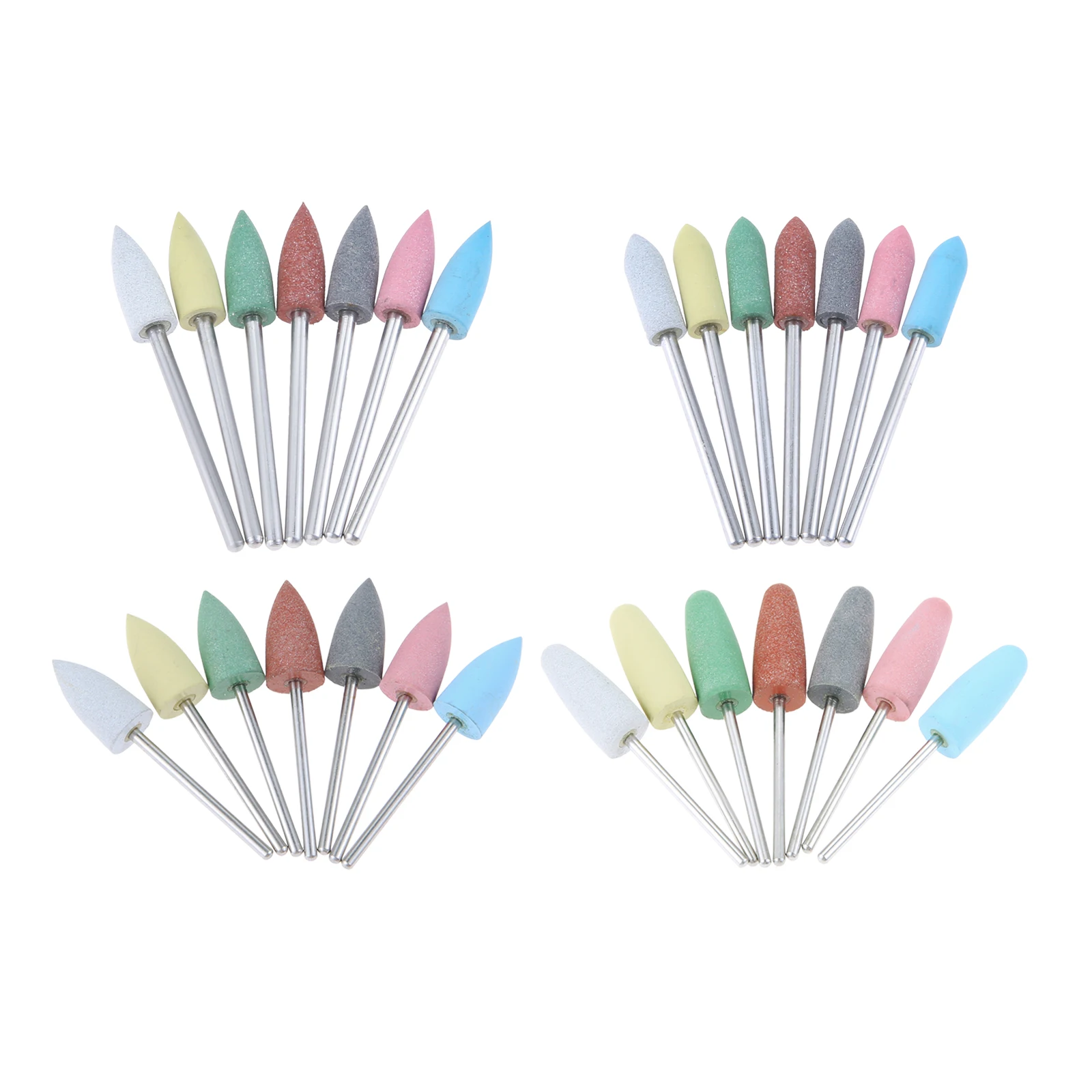

28pcs Rubber Polishing Bits 3/32 Inch Shank Grinding Points for Jewelry/Jade/Metal for Rotary Tool 7 Color Assorted Grit 150-800