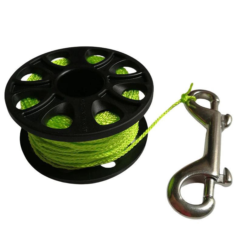 30 متر معدات السلامة الغوص حطام الغوص بكرة الاصبع الغوص بكرة إصبع بكرة مع الفولاذ المقاوم للصدأ مزدوجة نهاية هوك كهف حطام الغوص