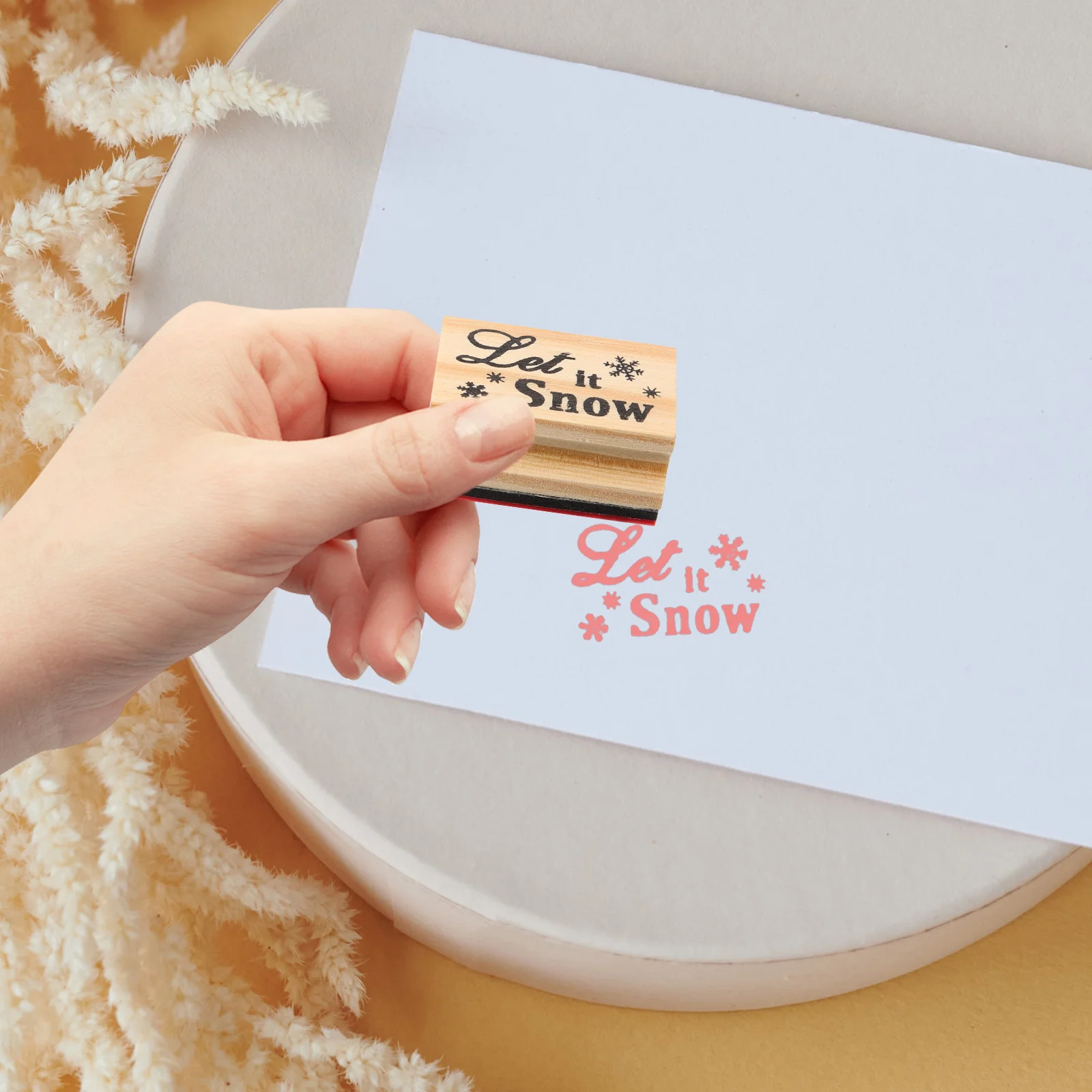 2Pcs Christmas Stamper Wood Safe Material Xmas Pattern Seal for Creative Scrapbooking Cards Stamper