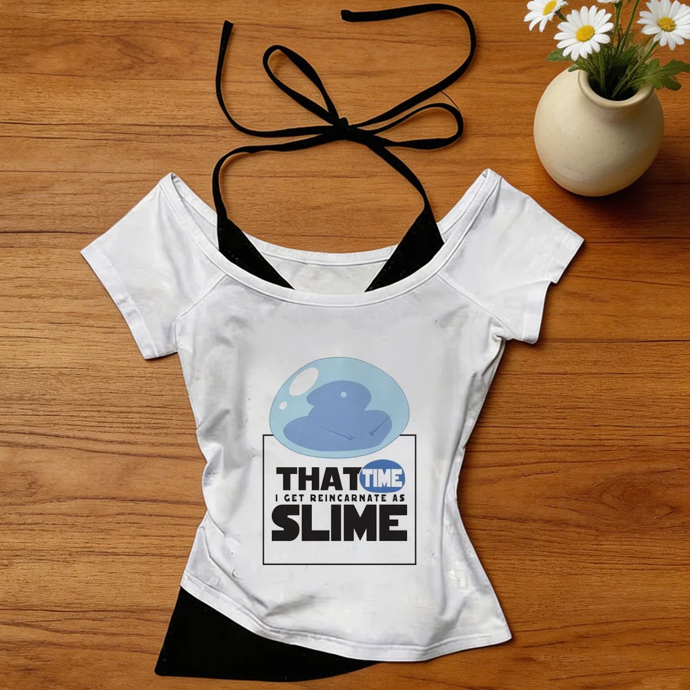 That Time i Got Reincarnated As a Slime cropped top women streetwear japanese manga top tees 2000s grunge anime meme alternative
