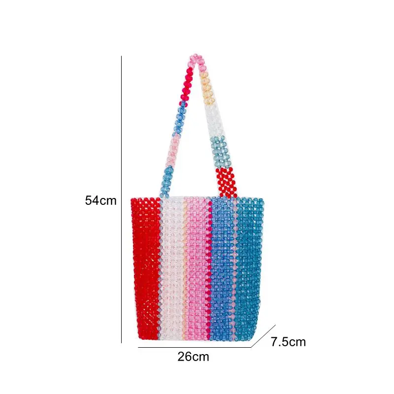 Retro Symphony Crystal Tote Bags for Women Handmade Beaded Ladies Clear Purses Handbags Jelly Colorful Acrylic Rainbow Bag