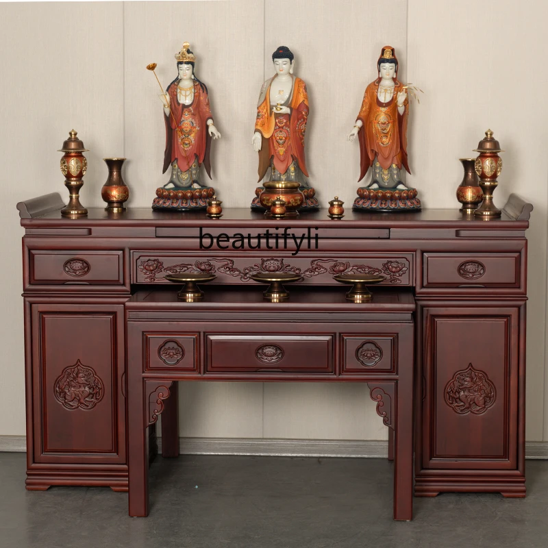 Prayer Altar Table Table Solid Wood Shrine New Chinese Style Altar Incense Burner Table Tribute Altar Altar Cabinet