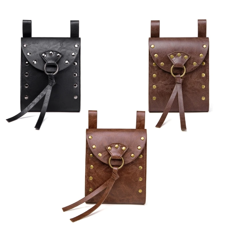 PU Leather Coin Purse Small Cube Bag Medieval Waist Bag Belt Bag