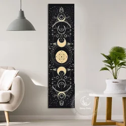 Moon Tapestry Moon Phase Wall Hanging Sun Moo Bohemian Wall Art Black Tapestries Vertical for Room Wall Drom Home Decor Gift