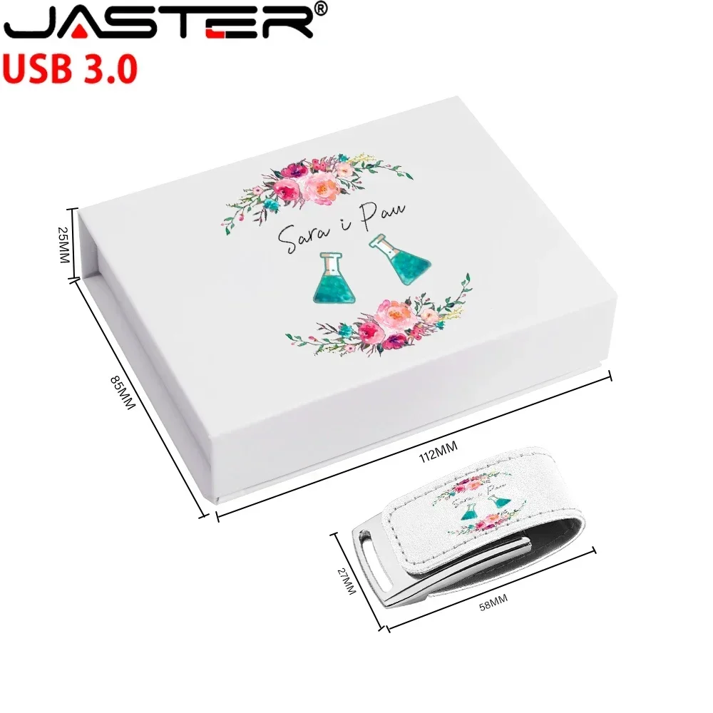 JASTER 10 buah LOT USB 3.0 Flash Drive gratis kustom Logo 128GB Pen Drive kulit stik memori kotak putih Pendrive 64GB cetakan warna