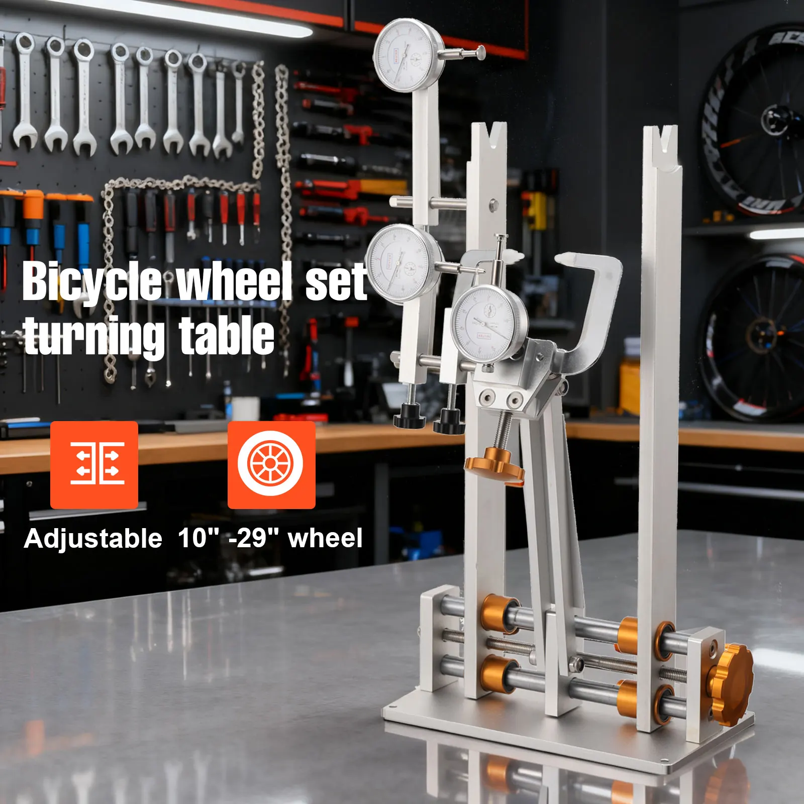 Bicycle Wheel Set Turning Table Bike Repair Truing Bearing Stand Wheel Tuning Repair Tool Kit Repairing Rack